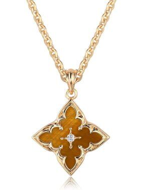 Women's Brownish yellow Adjustable Chain Choker Charm Pendant Lucky Necklaces